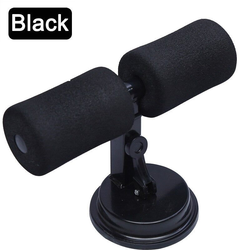 Black foam dual-roller sit-up suction bar with black arm and black base