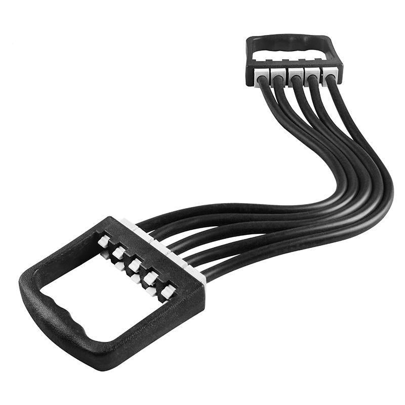 Adjustable chest expander with black base and 4 black resistance bands