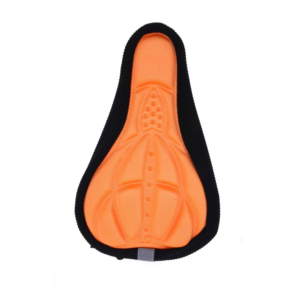 Bike seat cushion cover, orange gel insert with molded center and dotted details